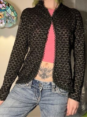 Black and Gold Metallic Cardigan